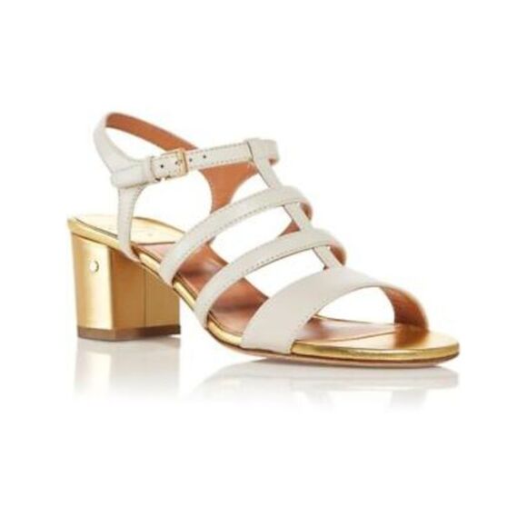 LAURENCE DACADE Shoes - LAURENCE DACADE Womens Ivory Luca Round Toe Block Heel Leather Sandals 36